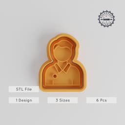 Student Cookie Cutter & Stamp, Education Theme, School Boy Design, Set of 6, Small/Medium/Large Sizes, Perfect for Cookies & Fondant PRODUCT_2963 3d model