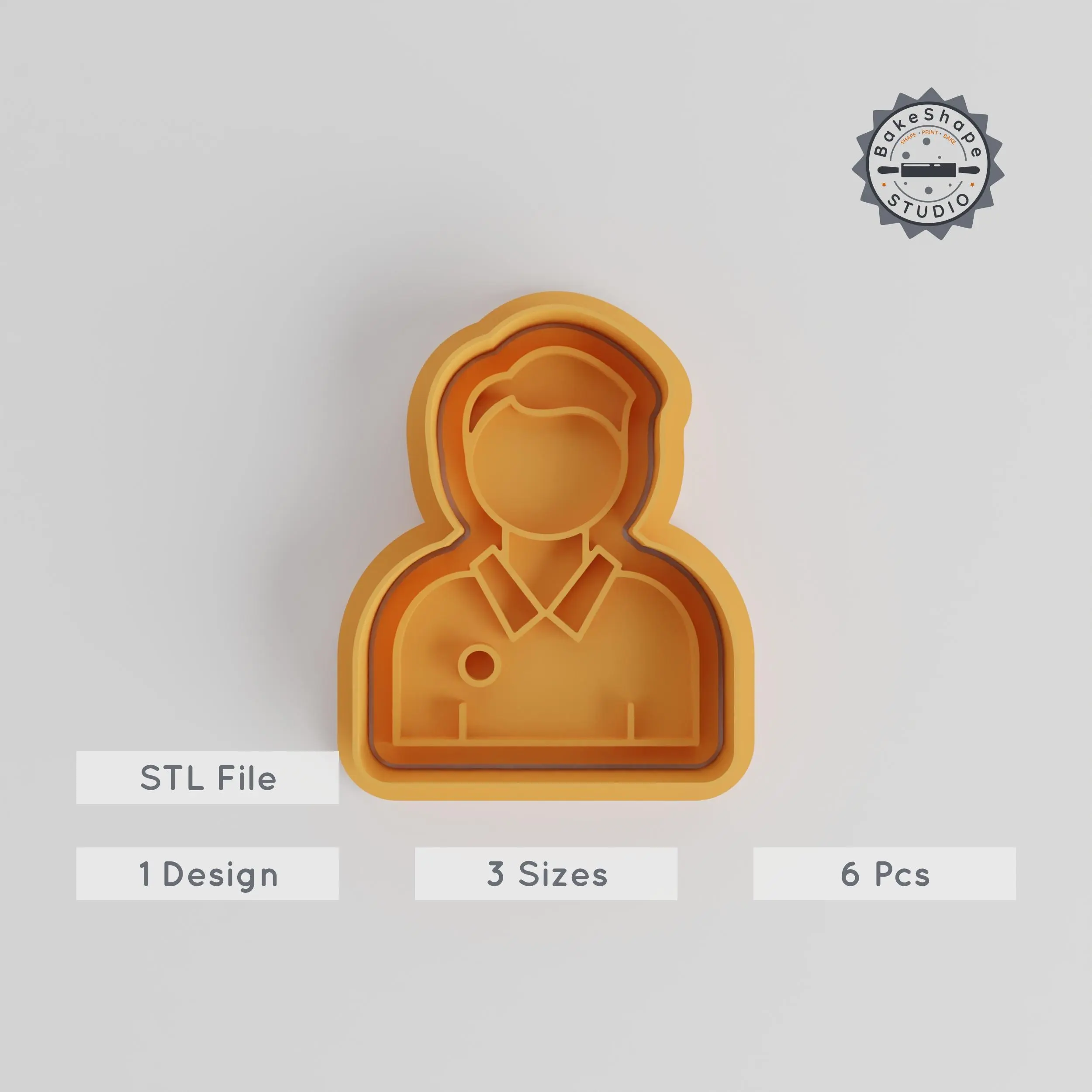 Student Cookie Cutter & Stamp, Education Theme, School Boy Design, Set of 6, Small/Medium/Large Sizes, Perfect for Cookies & Fondant PRODUCT_2963 3d model