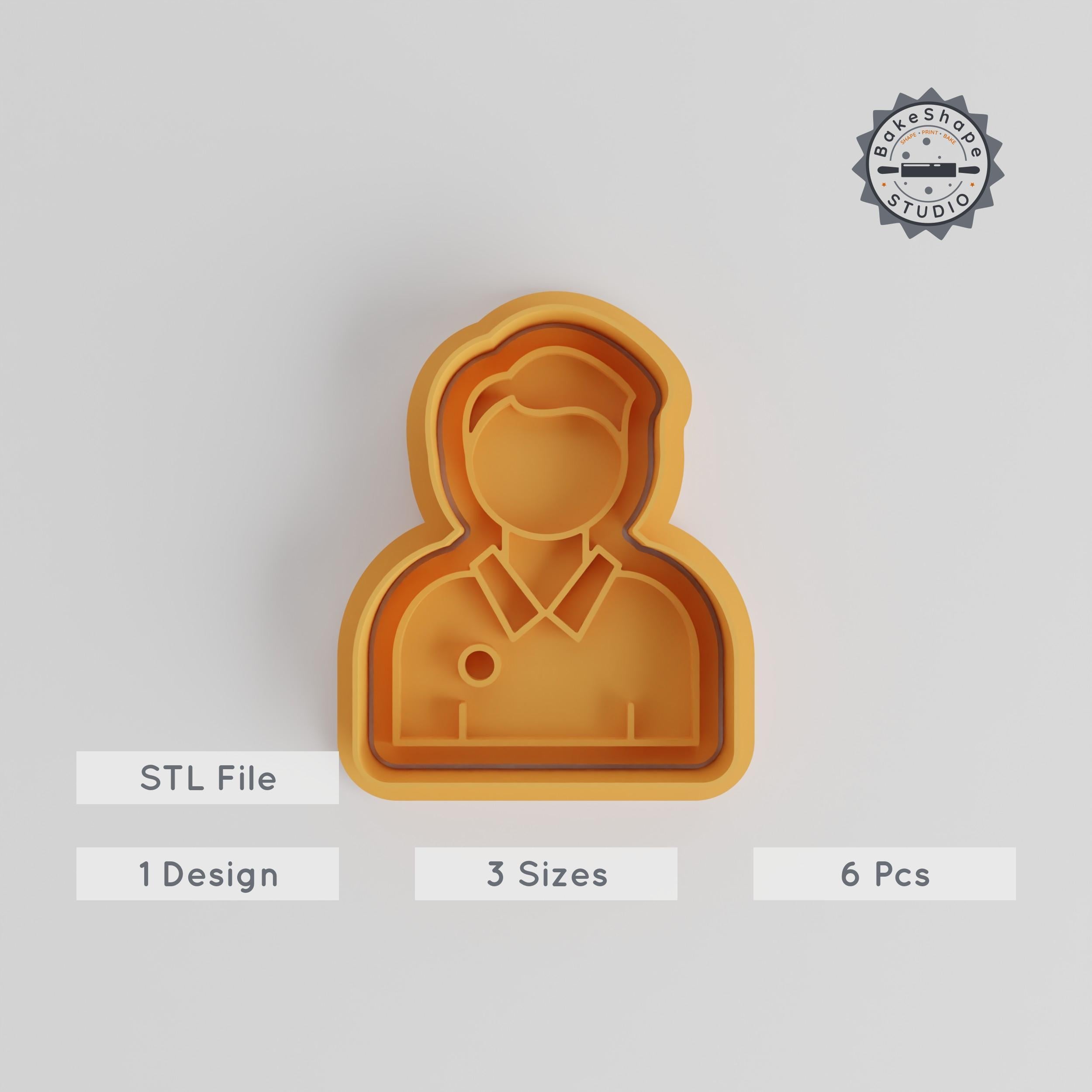 Student Cookie Cutter & Stamp, Education Theme, School Boy Design, Set of 6, Small/Medium/Large Sizes, Perfect for Cookies & Fondant PRODUCT_2963 3d model