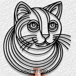 robot cat wall art optical illusion kitty wall decor 3d model