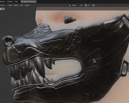 Wolf Mask / Ku-Ronin Mask, Ronin, Japanese Mask 3d model