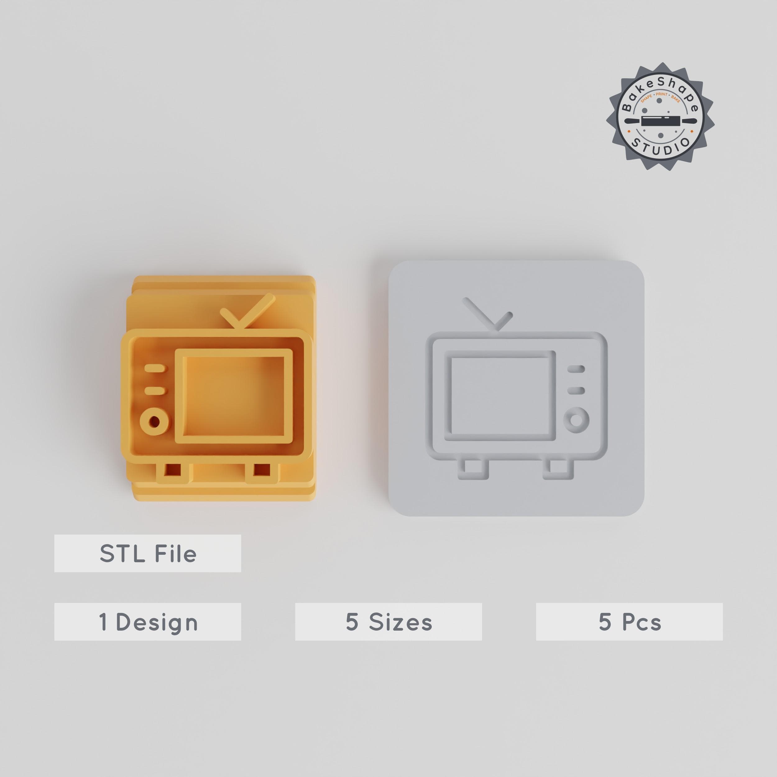 Retro TV Clay & Cookie Stamp Tile Set, 5 Motif Sizes for Fondant & Soft Materials PRODUCT_4780 3d model