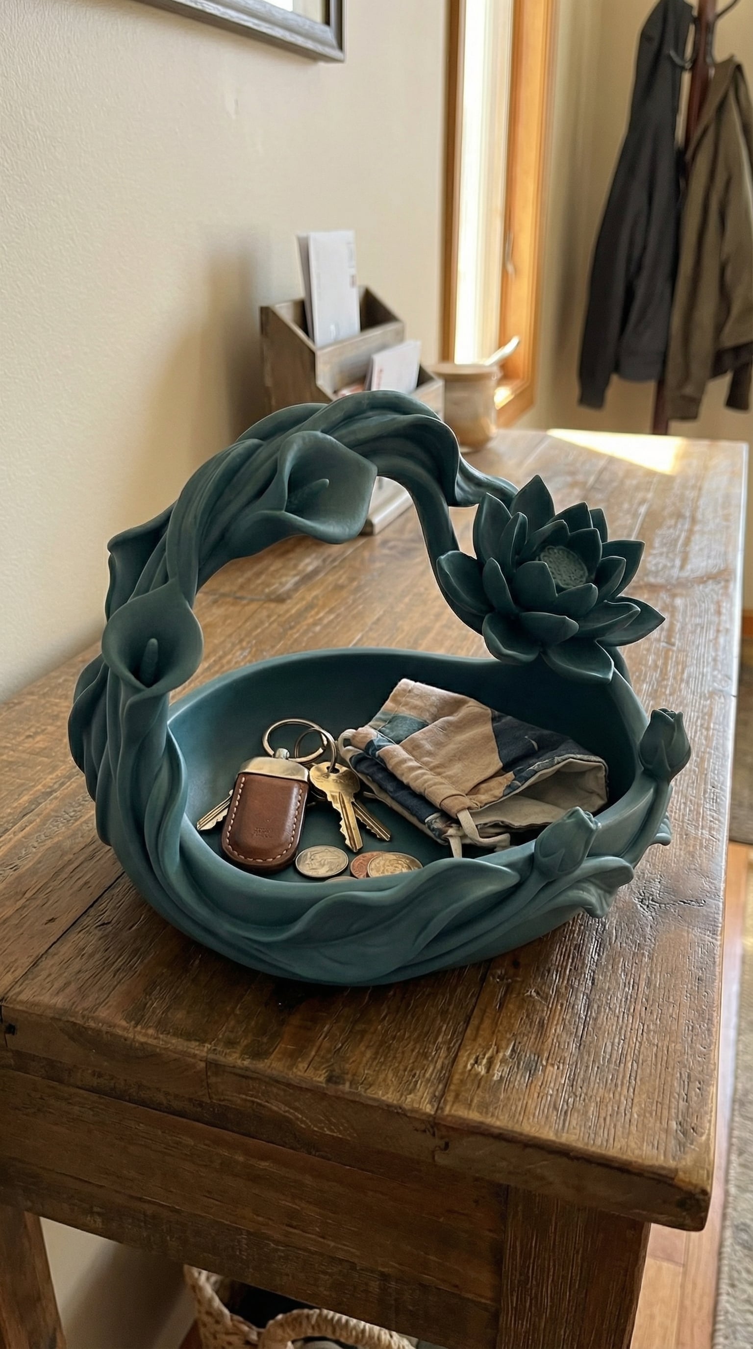 Lotus Wave Catchall Bowl STL – Modern Floral Entryway Organizer Tray for Keys, Wallet & Decor – 3D P 3d model