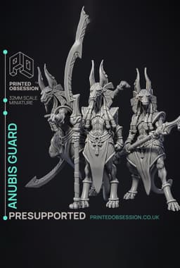 Anubis Guard - 3 Models - Court of Anubis - PRESUPPORTED - Illustrated and Stats - 32mm scale 3d model