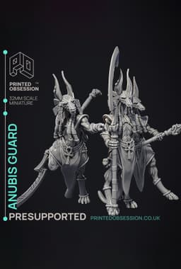 Anubis Guard - 3 Models - Court of Anubis - PRESUPPORTED - Illustrated and Stats - 32mm scale 3d model