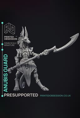 Anubis Guard - 3 Models - Court of Anubis - PRESUPPORTED - Illustrated and Stats - 32mm scale 3d model