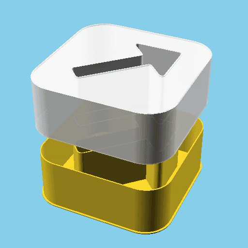 Square with an arrow (diagonal), nestable box (v1) 3d model
