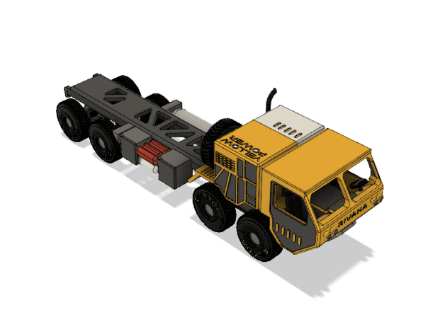 Yellow Military Truck Chassis 3d model