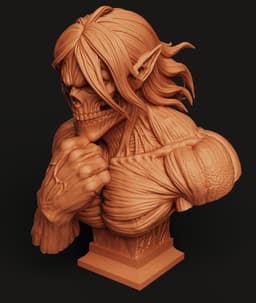 Attack Titan Bust | Eren Yaeger Statue | Anime Monster Sculpture | Dark Fantasy 3d model