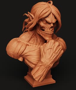 Attack Titan Bust | Eren Yaeger Statue | Anime Monster Sculpture | Dark Fantasy 3d model