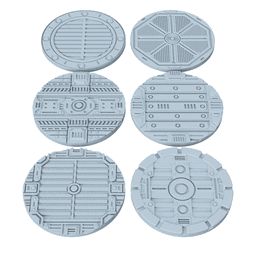 3D Printable Sci-Fi Grated Floor Base Toppers – 32mm Round Bases 3d model