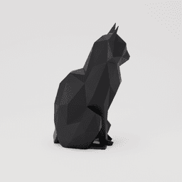 Low Poly Modern Cat Sculpture - Side Profile 3d model