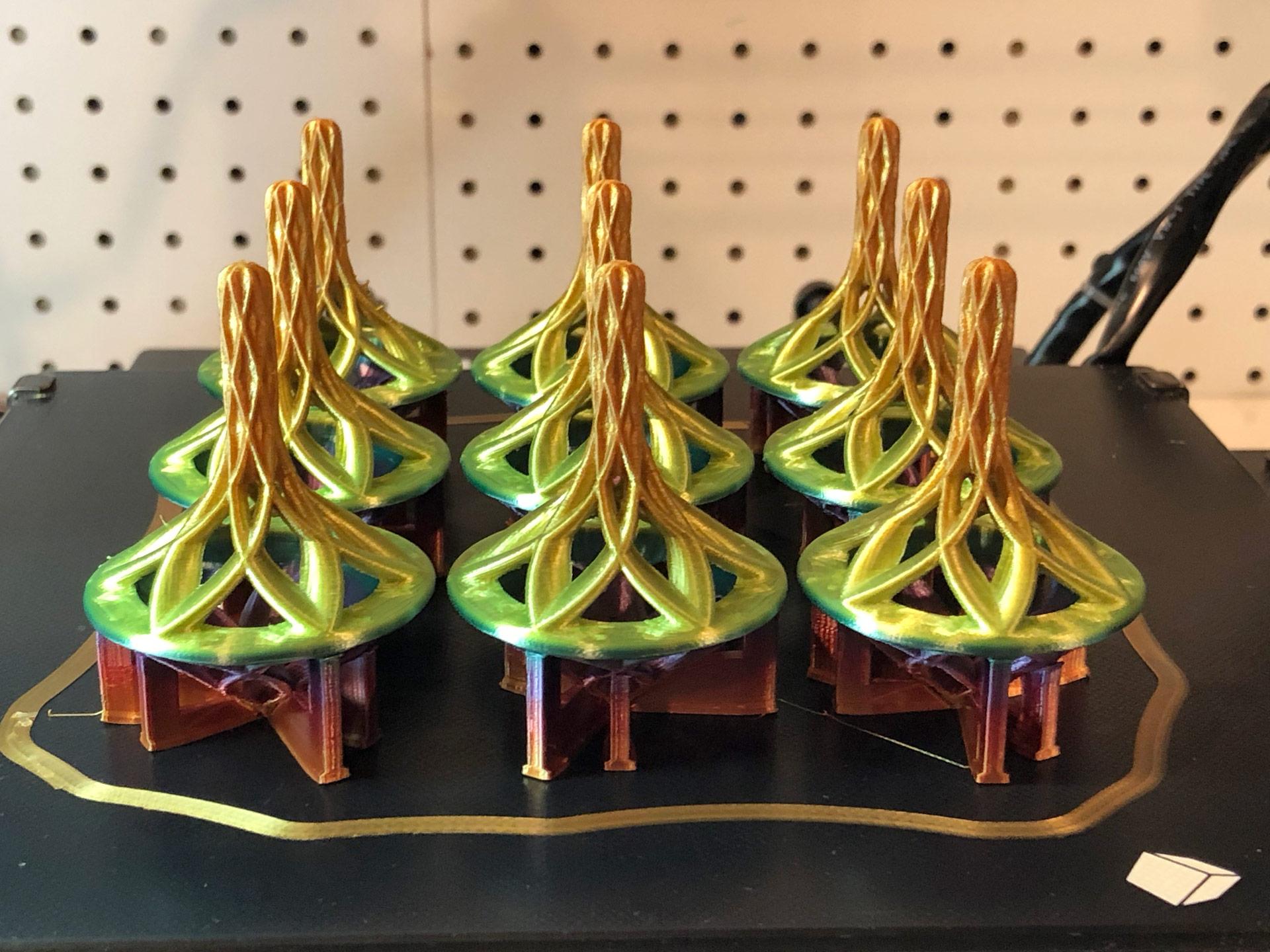 Set of 3 Spinning Tops - Set of 9 6-point tops printed with TTYT3D quick change PLA. - 3d model