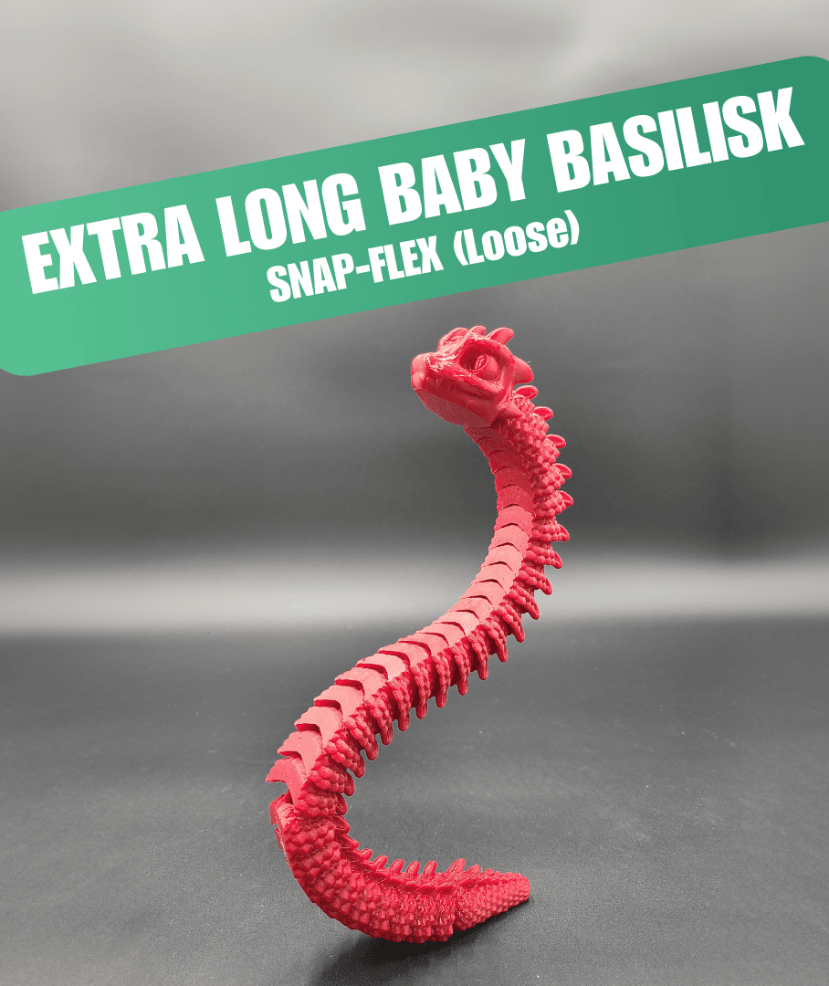Baby Basilisk (Extra Long) - Articulated Snap-Flex Fidget (Loose Joints) 3d model