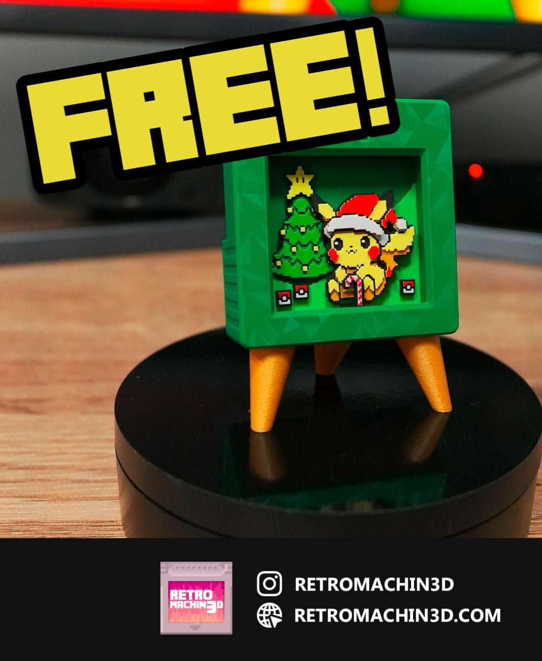 PIKACHU CHRISTMAS - Pixel Voxel Art Frame (No support, 3MF included) 3d model