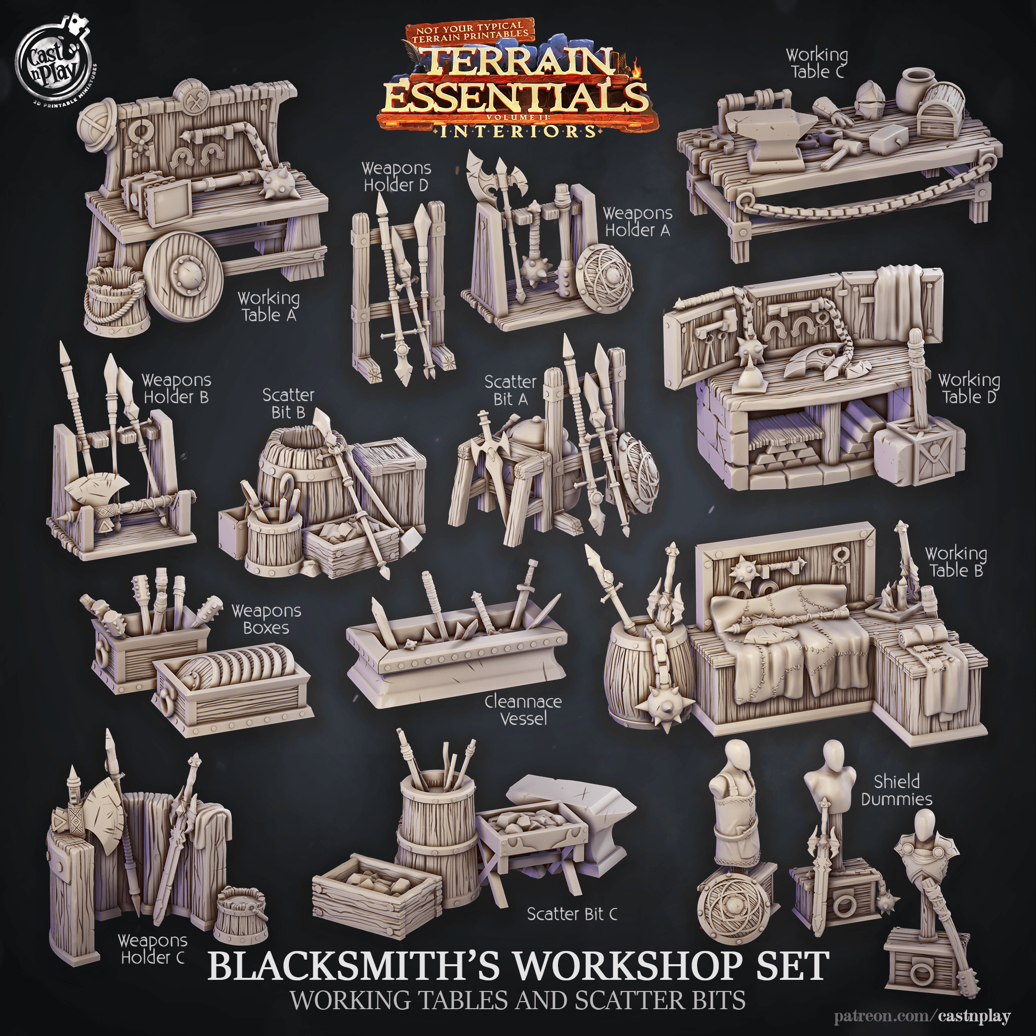 Blacksmith's Workshop Set (Pre-Supported) 3d model