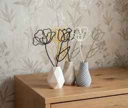 Minimalist Wire Flowers - Vase Decor 3d model