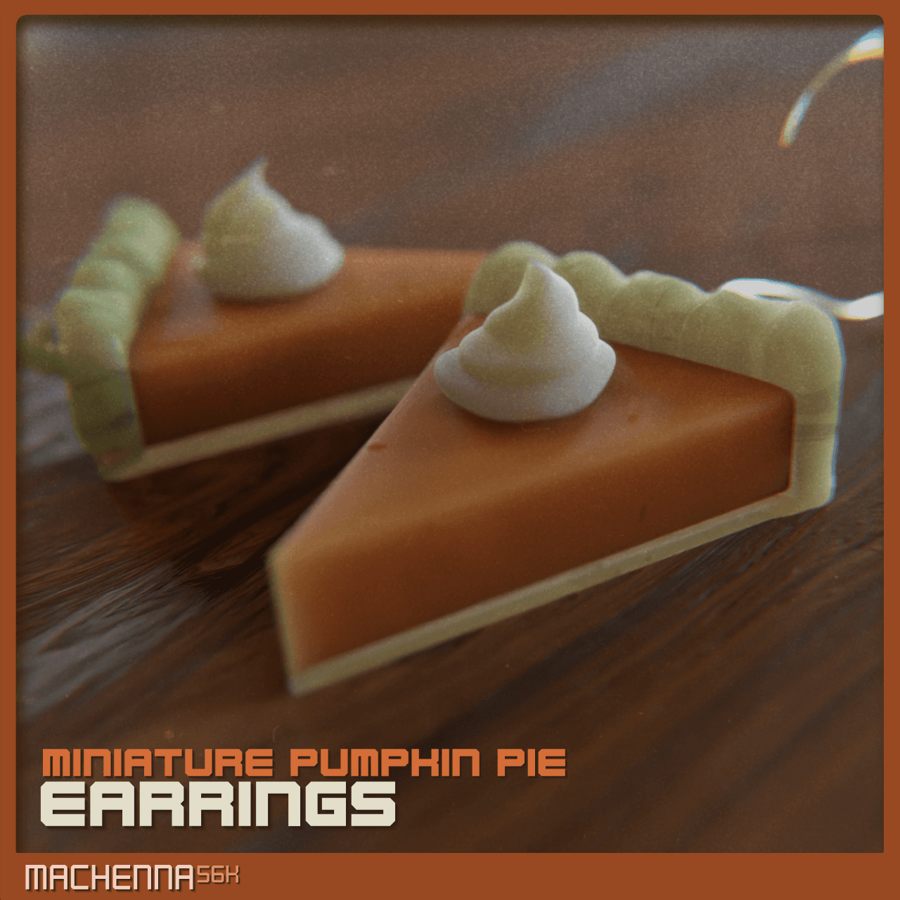 Miniature Pumpkin Pie Earrings 3d model