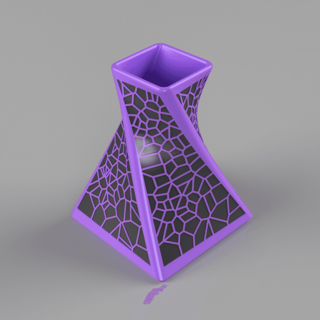 Square Rose/Flower Vase - Vase mode not required. Water Tight - No Support 3d model