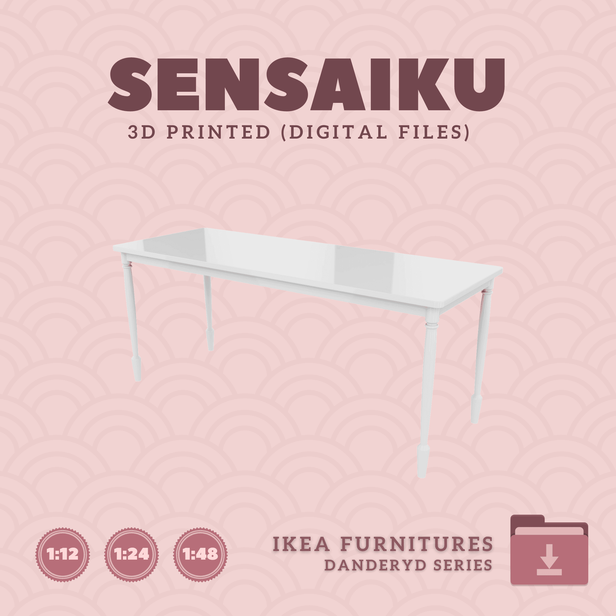 Miniature Replica 01. DANDERYD Dining Table 70 In for Miniature Dollhouse - IKEA - 3D Print Instant 3d model