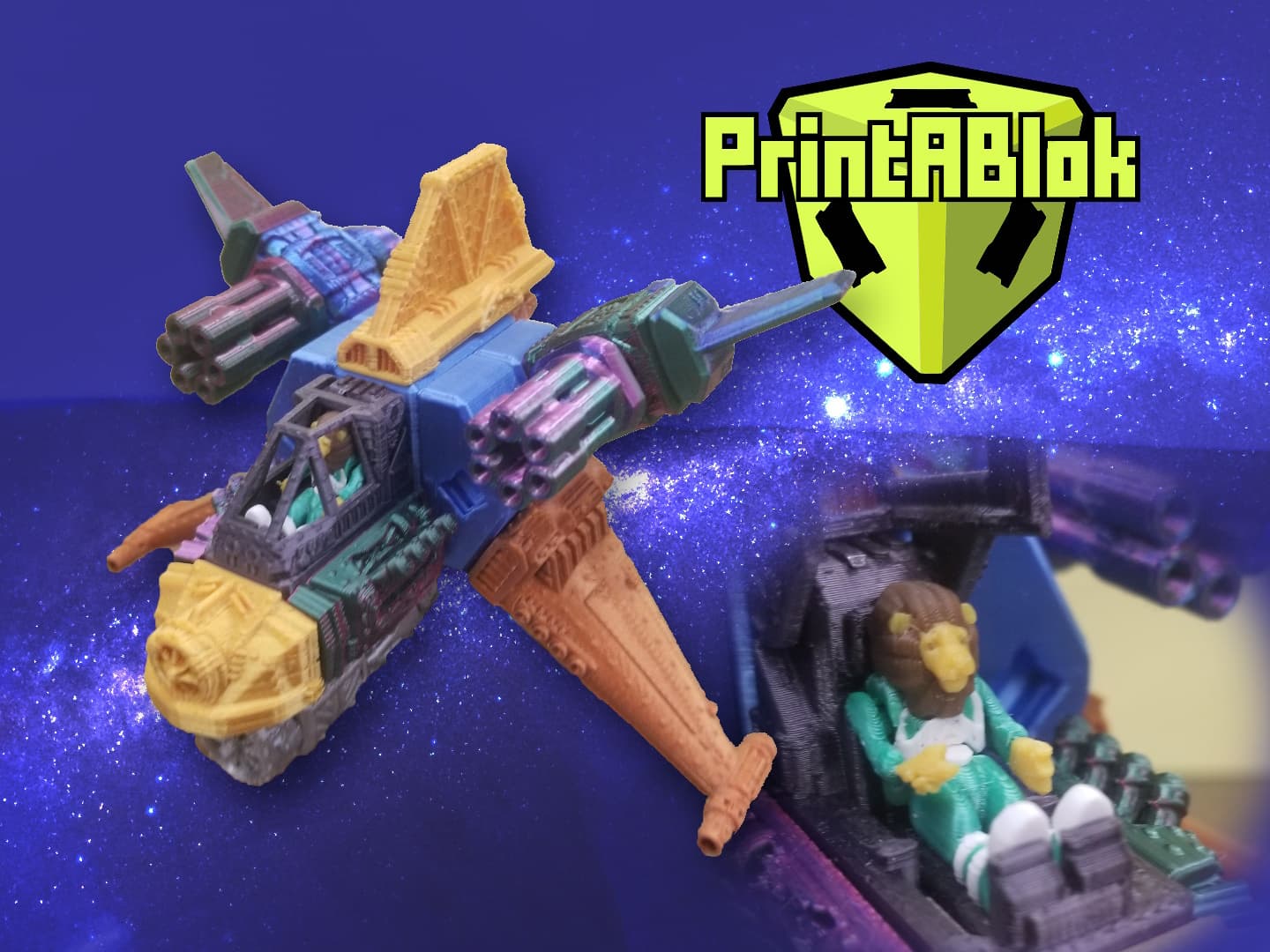 PrintABlok: Starwing with Anthromedian Lion Pilot 3d model