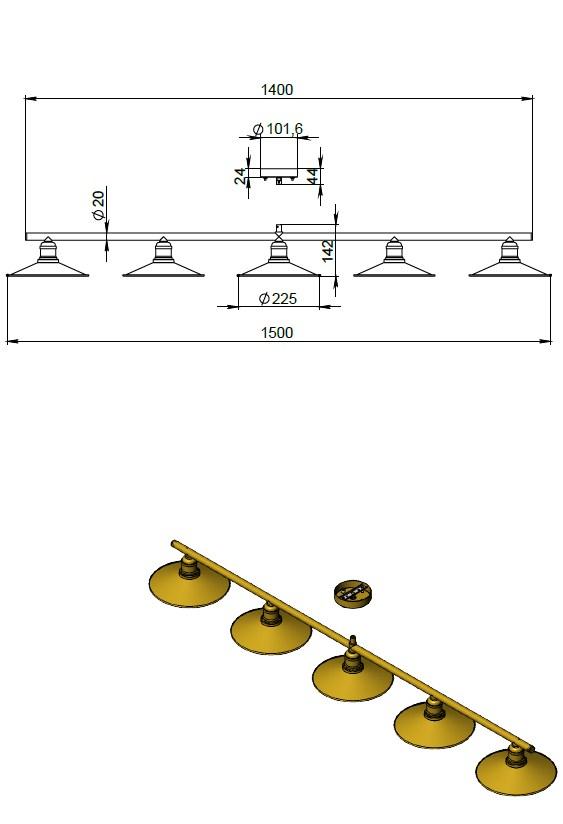 Classic 3 brass lamp, SKU. 26464 by Pikartlights 3d model