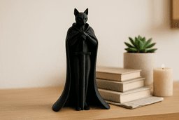 Cat Knight Sculpture – Gothic Cat Figurine in Cloak 3d model