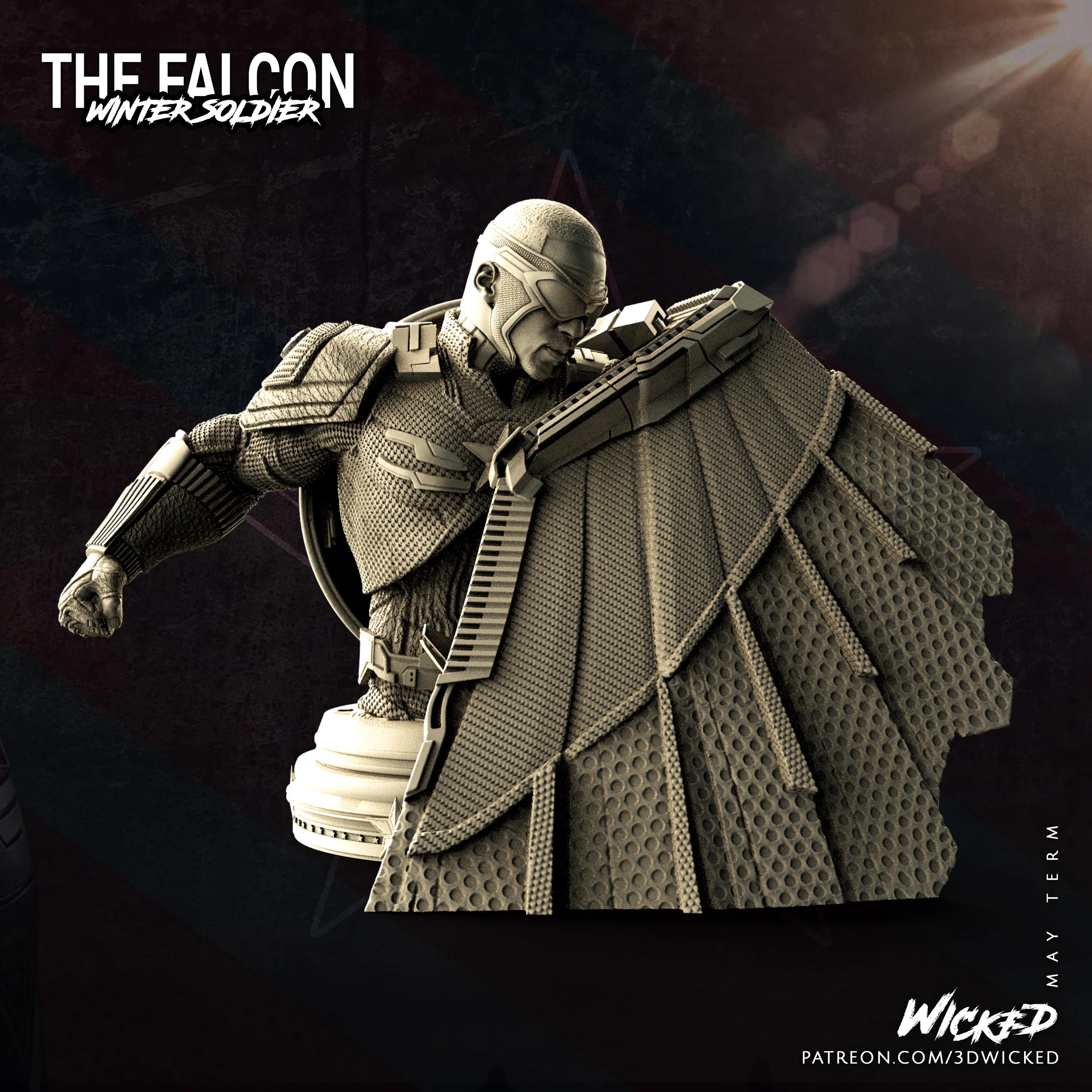Wicked Marvel Falcon - Captain America Bust: STLs ready for printing 3d model