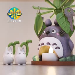 Totoro Family - Keychains - Coaster & Backpack Buddy Set - No Supports 3D Print STL/3MF 3d model