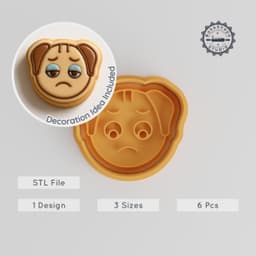 Tired Shape Cutter & Stamp, Cookie and Fondant Tool Set, Exhausted, Sleepy, Fatigued Design, S/M/L Sizes, 3D Printable STL PRODUCT_868 3d model