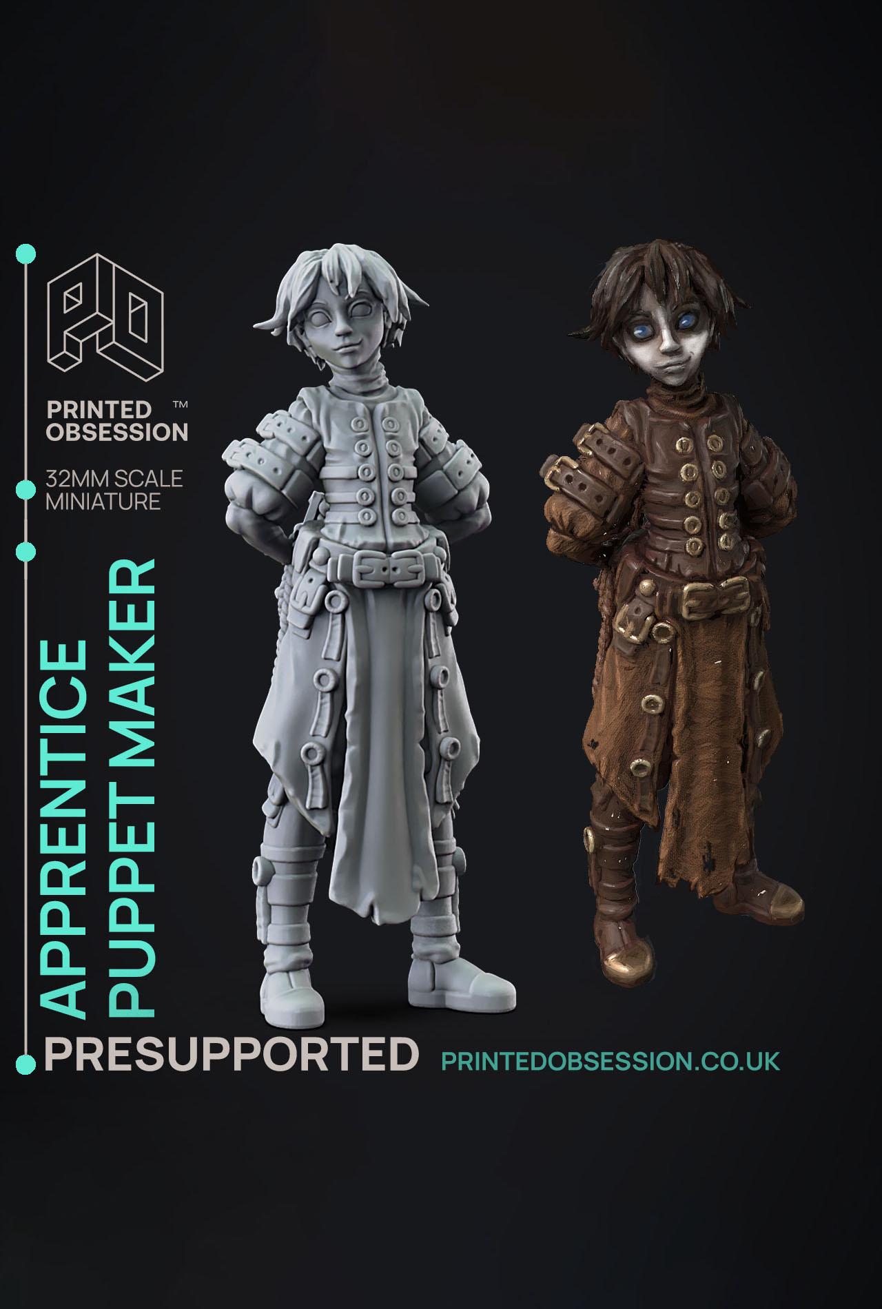 The Young Puppet Maker - Puppet masters apprentice - PRESUPPORTED - Illustrated and Stats - 32mm sca 3d model