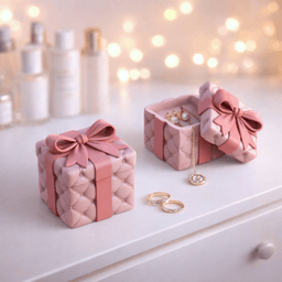Puffy Gift Box | Tufted Bow Keepsake Box | Valentine Jewelry Storage | Quilted Keepsake 3d model