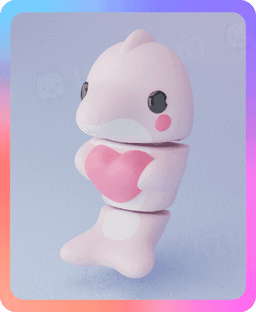 Flexi Amazon River Dolphin and the Valentine’s Heart Keychain (Single Color) 3d model
