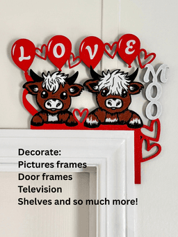 Highland Cow Love Moo Door Corner Decor 3d model