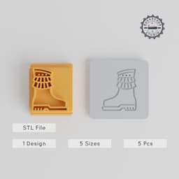 Clay & Cookie Boots Stamp Set, 5 Sizes, Perfect for Fondant & Soft Materials, Ankle to High Tops, Ideal for Fashion & Footwear Designs PRODUCT_3757 3d model