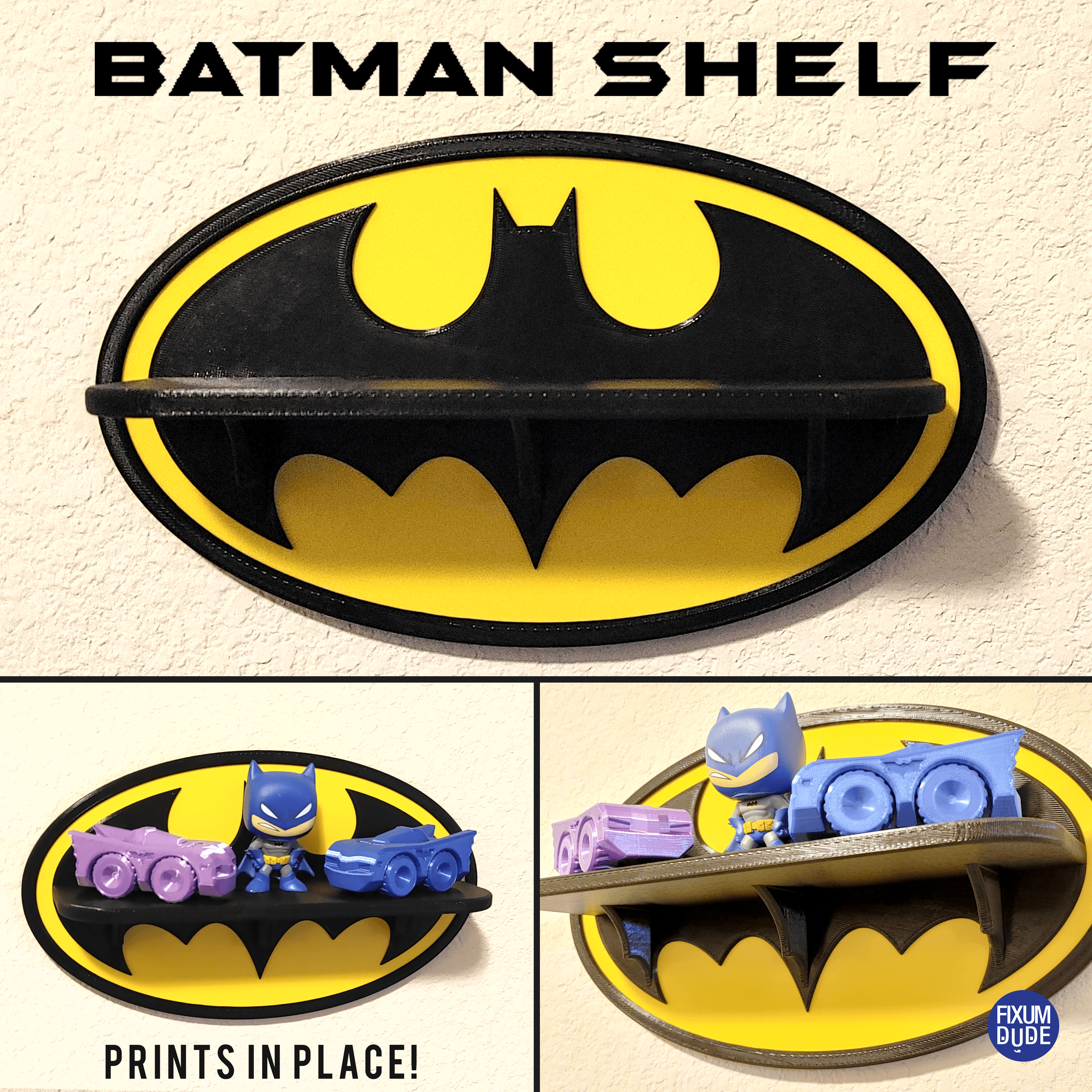 Batman Yellow Oval Bat Symbol Shelf 3d model