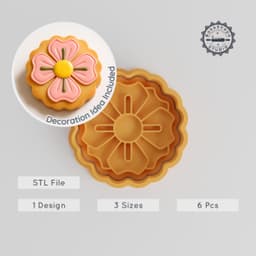 Anemone Flower Cookie Cutter & Stamp Set, Floral Bloom, Fondant Decor, Baking Tools, S/M/L Sizes PRODUCT_408 3d model