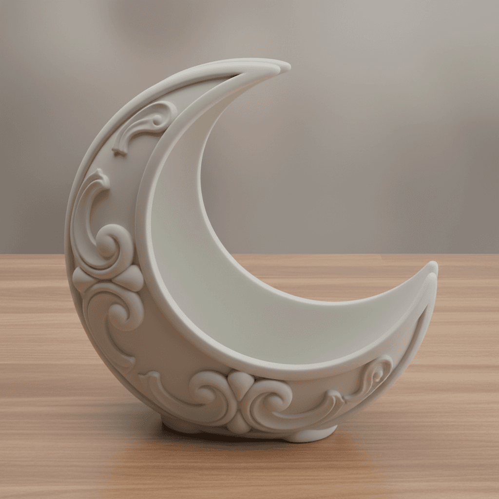 Crescent Moon Storage Basket Premium STL Download 3d model