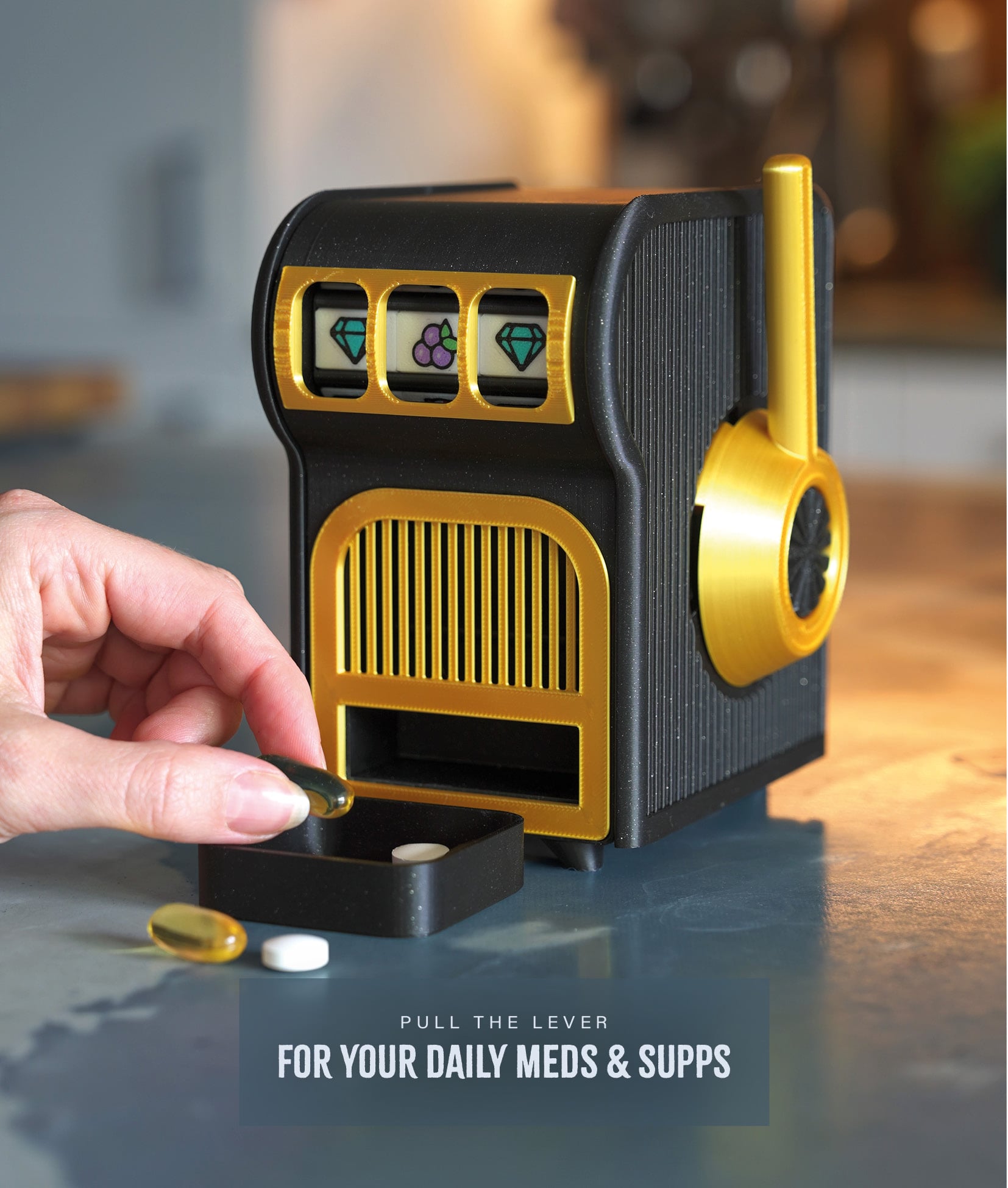 Pill-O-Matic -- Slot Machine Pill Dispenser 3d model