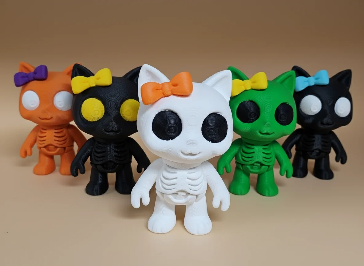 Articulated Kitty Ghost + Mini Flexi and Magnet 3d model