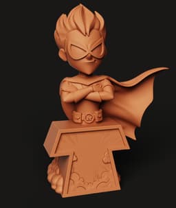 Boy Wonder Hero Bust | Teen Titans Robin Statue | Comic Book Superhero Miniature | Multicolor Justic 3d model
