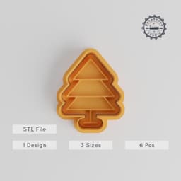 Festive Pine Tree Cutter & Stamp Set, 6 Pieces, Small, Medium, Large, Perfect for Cookies & Fondant, Christmas, Woodland, Nature Design PRODUCT_4920 3d model