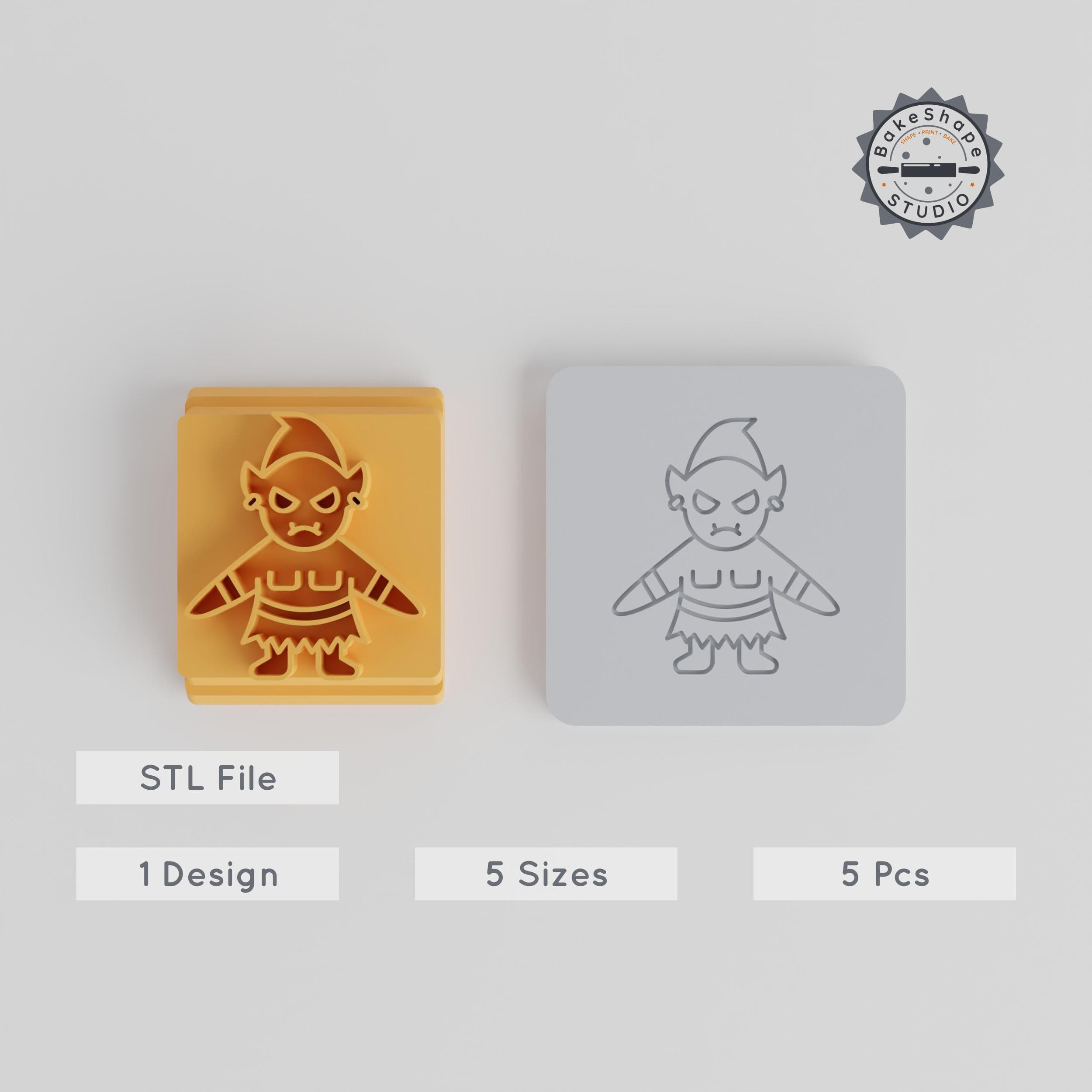 Goblin Stamp Tile Set, 5 Sizes, 20-40mm, Perfect for Clay, Cookies & Fondant, Halloween Collection PRODUCT_5667 3d model