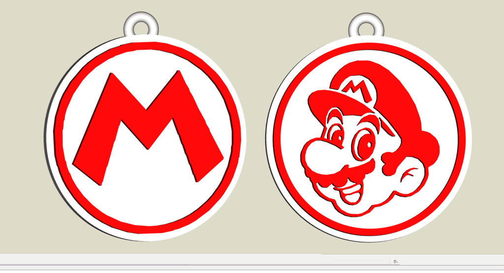 Super Mario earring, key chain, dogtag, jewlery 3d model