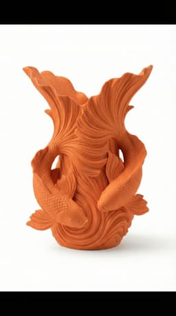 Japanese Koi Serenity Vase - Zen Fish Sculpture & Floral Vessel 3d model