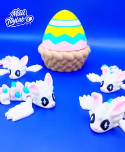 Mini Easter Dragon STL – Articulated Print-in-Place Dragon with Opening Egg 3d model