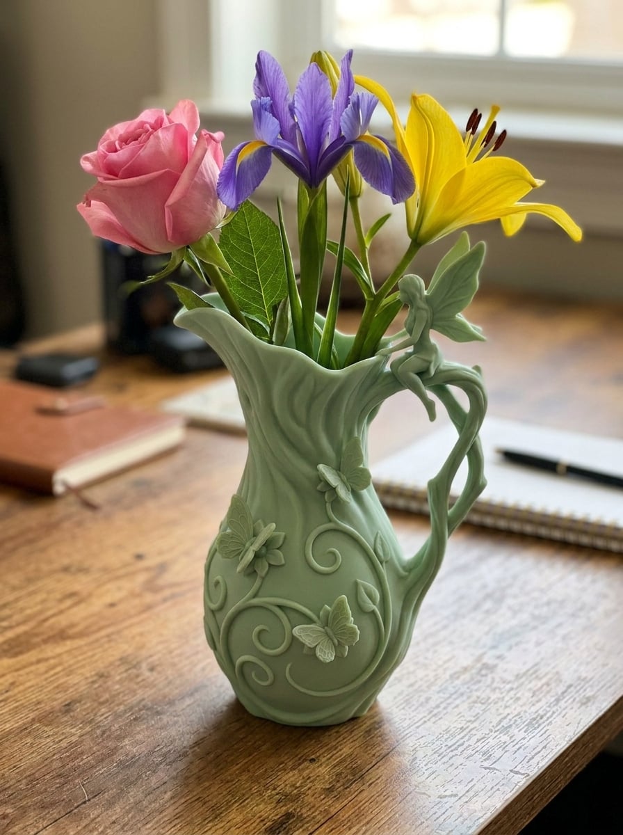 Whimsical Fairy Garden Pitcher Vase 3d model