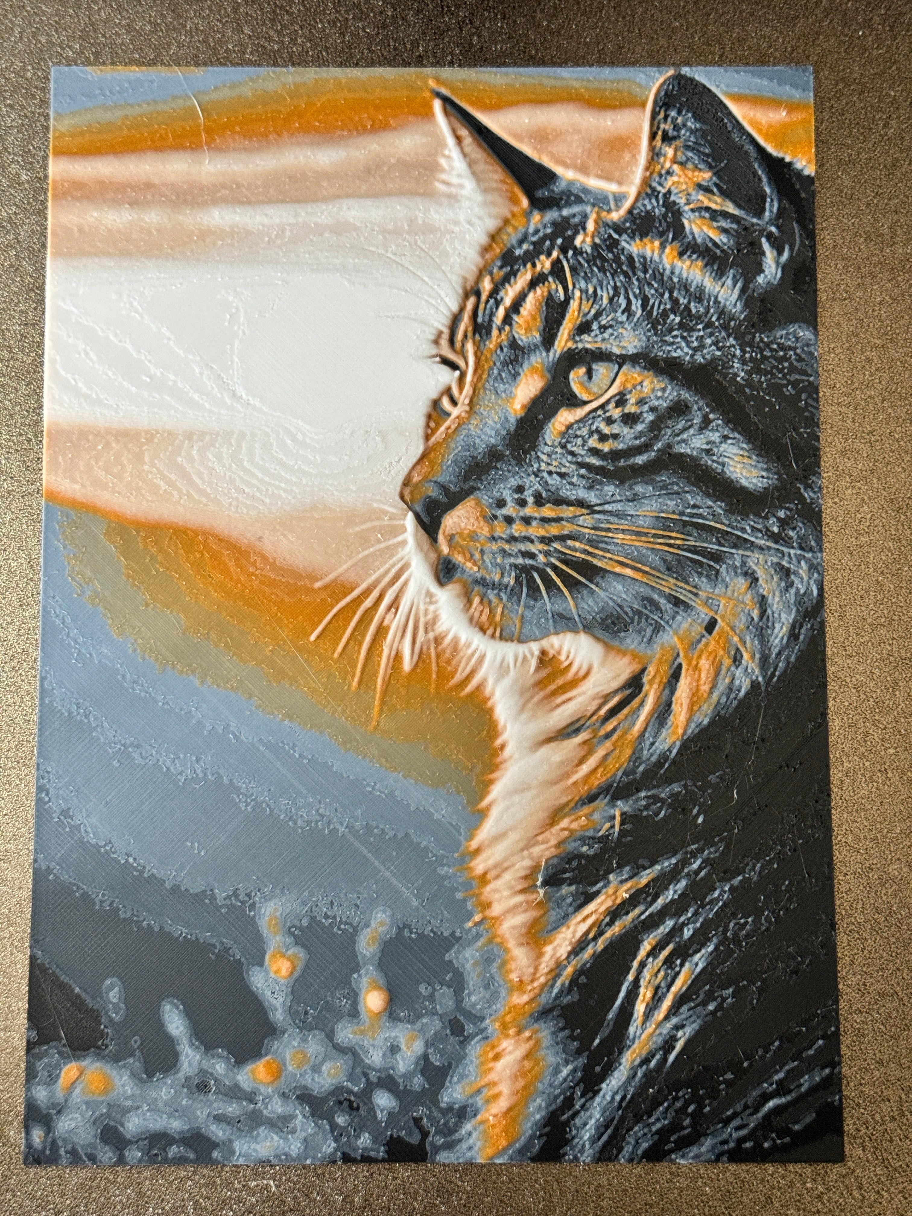Sunset Cat - HueForge Print 3d model