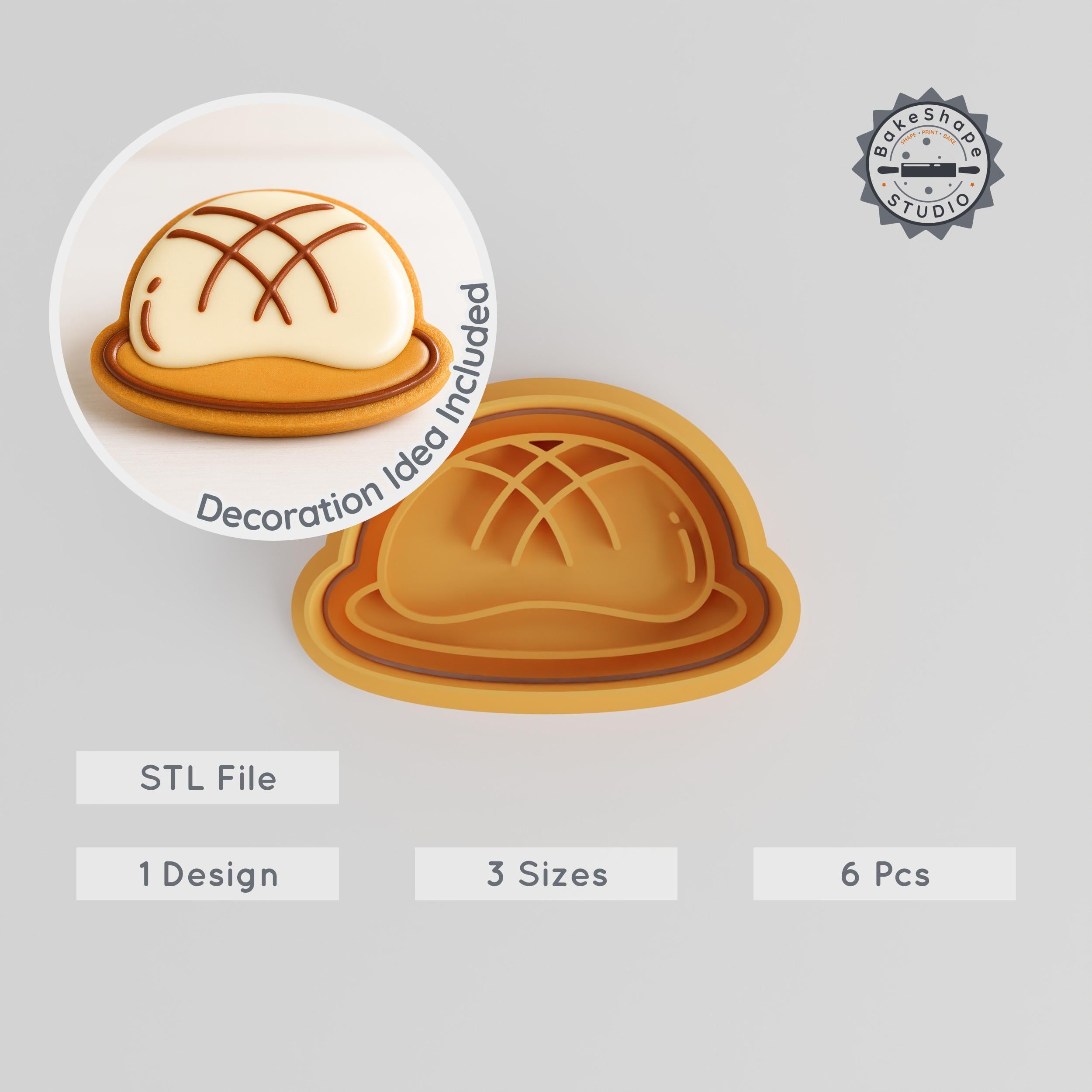 Buns Shape Cutter & Stamp, Cookie & Fondant Tool, 3 Sizes, 6-Piece Bakery Pastry Design Set PRODUCT_763 3d model