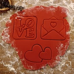 Love Cookie Cutter Set, Valentine’s Day Gift, “Double Heart - Love Letter - Love You” 3d model